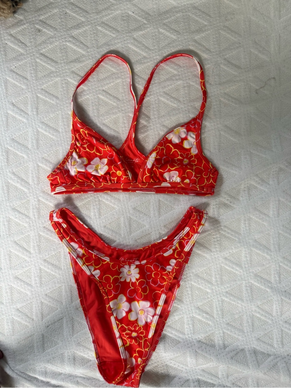 La Hearts Red Floral Bikini Set